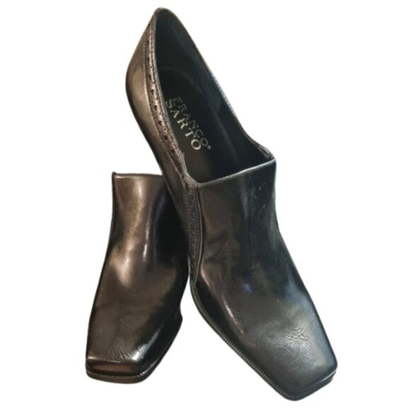 Franco Sarto Ankle Boots Vintage 1990s Y2K black genuine leather square toe 8.5 - Picture 4 of 8